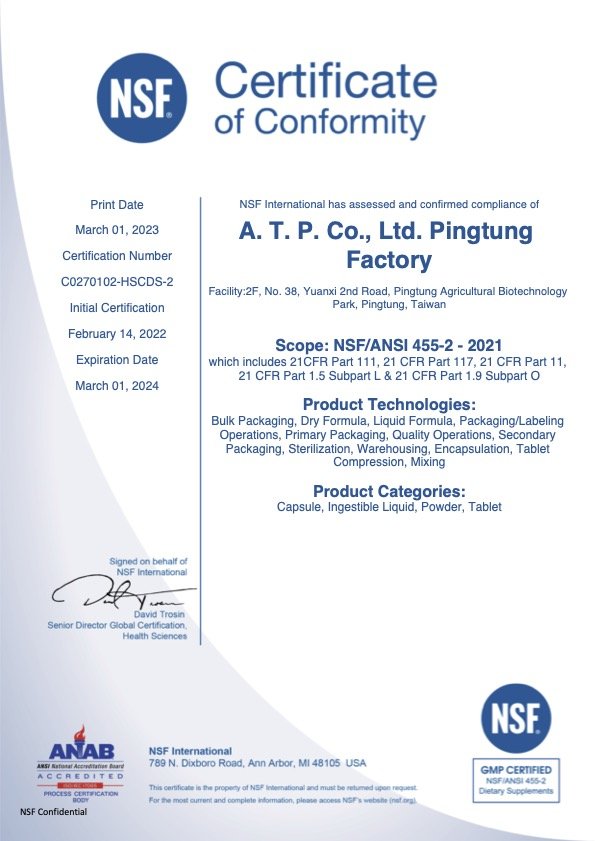 NSF Certificate of Conformity NSF Certificate of Conformity